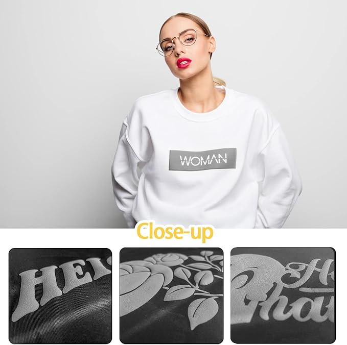 3D Puff Heat Transfer Vinyl 3 Sheets 12"x10"-Silver Color | Puffy Iron On Vinyl - Image 3
