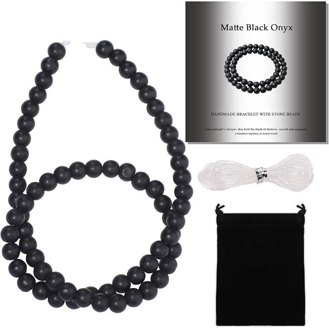 6mm Matte Black Onyx Bead, 15-Inch Matte Round Loose Stone Beads by THRELE
