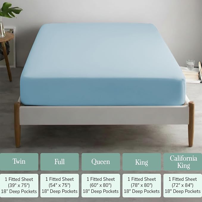 Feather & Stitch 1 Piece Fitted Sheet King Size, 100% Cotton Damask Sateen Weave - Image 6