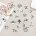 WOCRAFT 120pcs Antique Silver Fower Charm - Image 2