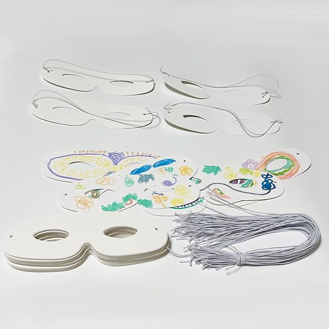 Lependor 72 Pack White Paper Eye Masks, Plain Masquerade Mask DIY Blank Masks - Image 4