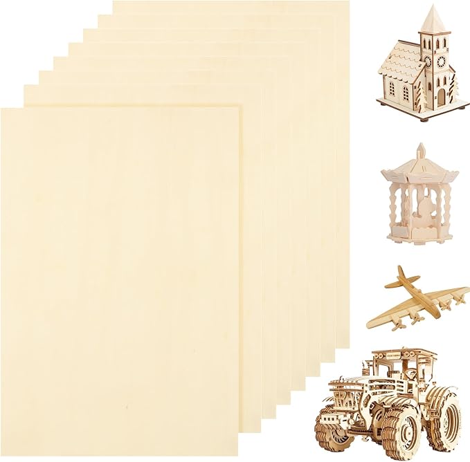 8 Pack Basswood Sheets for Crafts by HOME