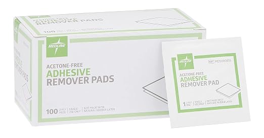 Medline Adhesive Remover Pads, Acetone-Free, Box of 100 by Medline