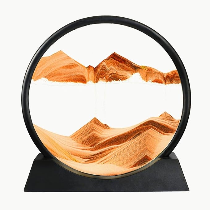 BGFJYUK Moving Sand Art Picture in Motion, Round Tempered Glass 3D Deep Sea by BGFJYUK