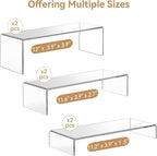 ANDGOO Large Acrylic Display Risers, 2 Sets Clear Rectangular Showcase - Image 2