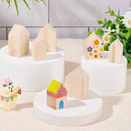 OLYCRAFT 12Pcs 4Sizes Unfinished Wood House Shaped Blocks Arrow Shape Wooden - Image 5