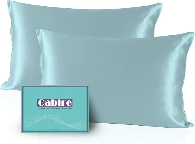 Gabire Mulberry Silk Pillowcases Set of 2, Both Sides Real Silk Pillow Covers by MulberrySilkPillowcases