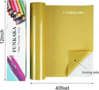 FUNKAKA Golden HTV Heat Transfer Vinyl Rolls, Adhesive Golden HTV Vinyl - Image 2