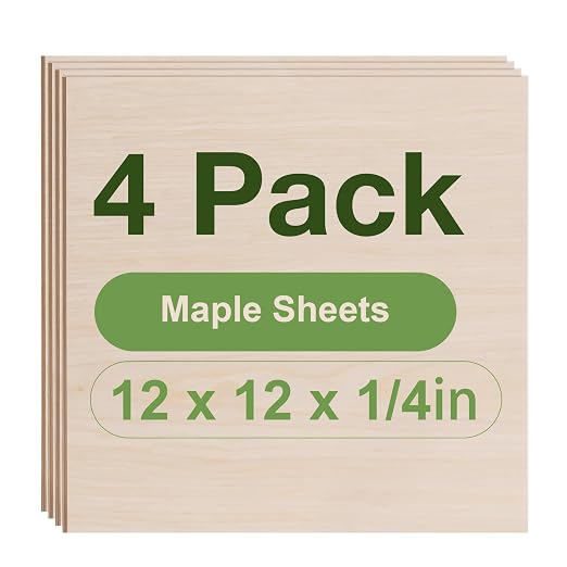 Rowood 4 Pack Maple Plywood 1/4, 6mm Thick Unfinished Wood by RowoodAssembleArtDecorateLife