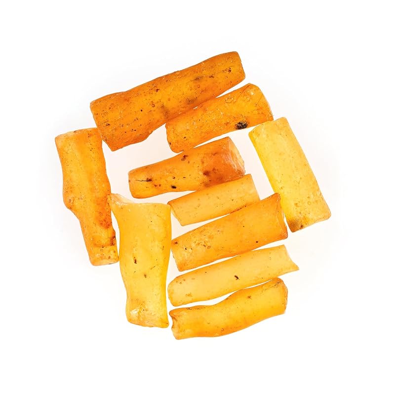 ColouredRocks 5pcs Real Amber Crystals, Raw Pipe Stones, Rough Gemstones by ColouredRocks