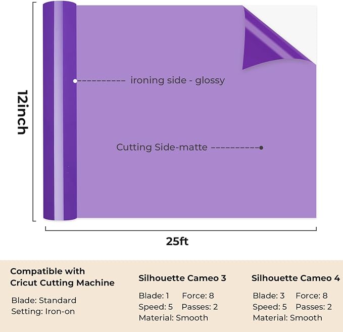 HTVRONT Purple HTV Roll Heat Transfer Vinyl - Image 2