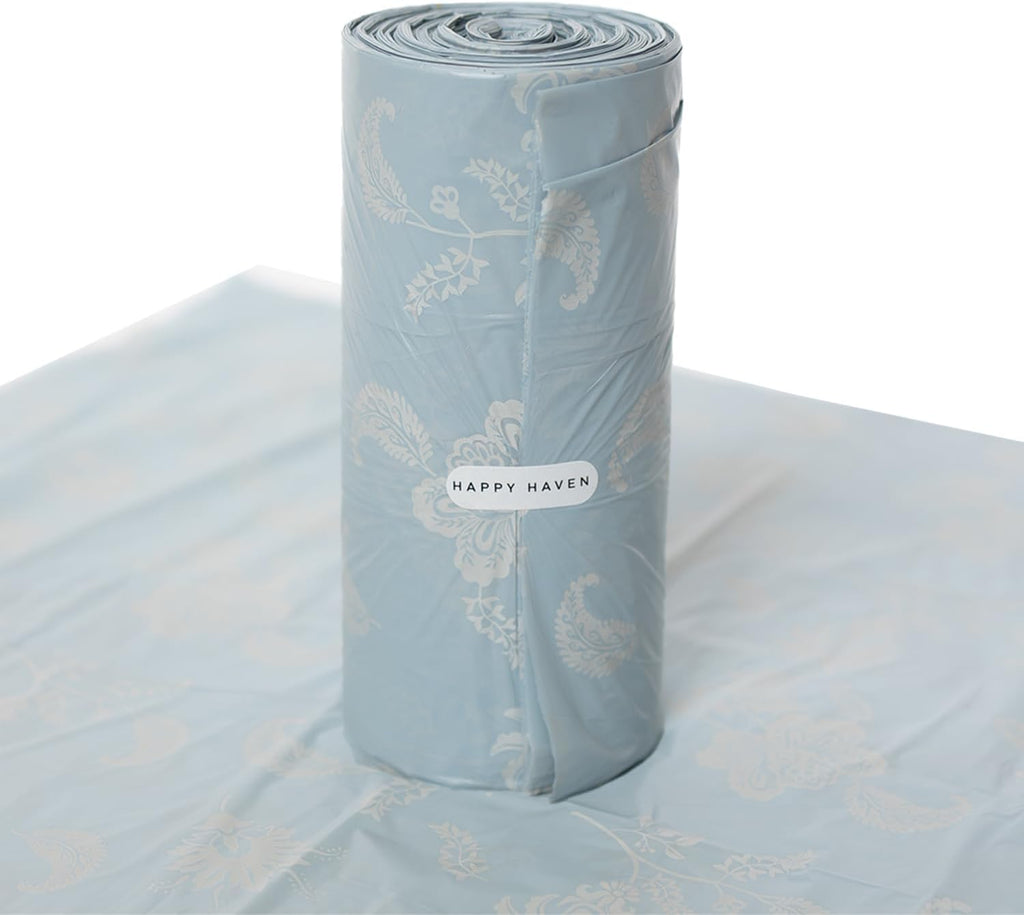 Happy Haven Bathroom Trash Bags for 2,3,4 Gallon Trash Can, Small Garbage Bags - Bedroom & Bathroom, Decorative Cute Wastebasket Liner - 50 Count (Light Blue Botanical)