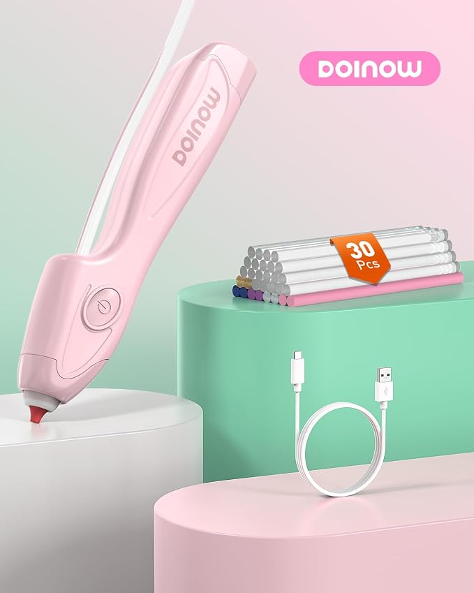 Pink Hot Glue Gun Cordless & Rechargeable, Auto Dispensing Mini Hot Glue Gun - Image 5