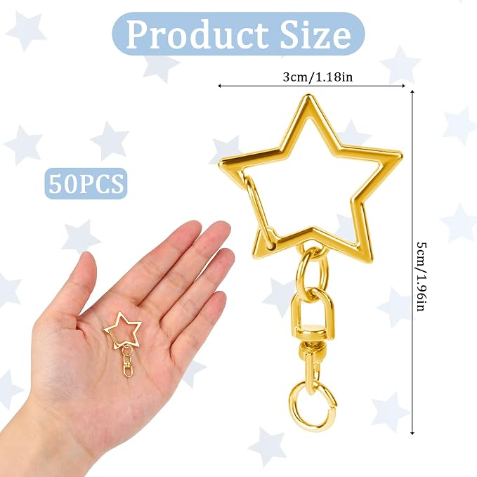 50 Pcs Star Lobster Claw Clasp Star Keychain Clip Gold Star Shaped Spring Snap - Image 2