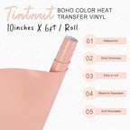 Tintnut Peach Heat Transfer Vinyl, 10inx6ft Iron on Vinyl | Neutral boho PU HTV - Image 2
