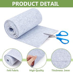 BENECREAT 118x9.4Inch Light Gray Felt Roll, Fabric Sheets Soft Woven Nonwoven - Image 4