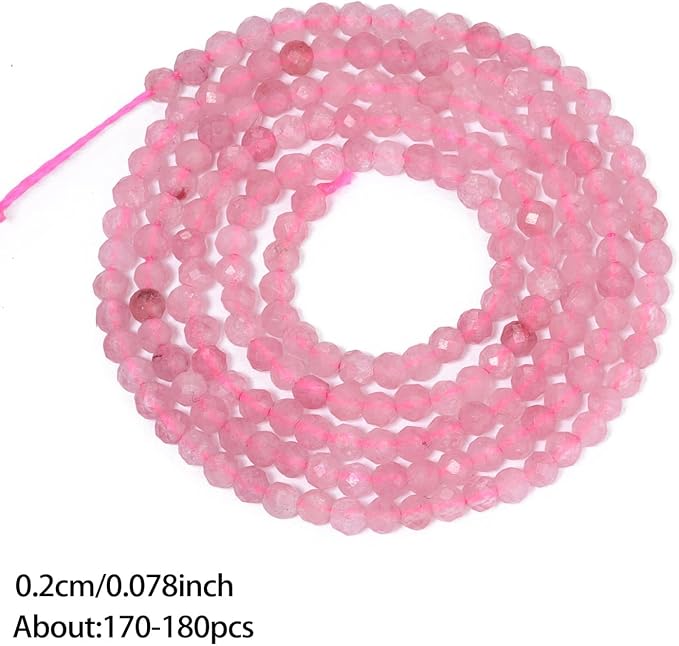 2mm 180pcs Strawberry Quartz Tiny Gemstone Beads - Image 3