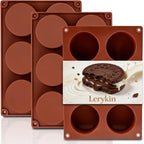 Lerykin 6-Cavity Silicone Baking Mold Non-Stick, 3 Pack Round Cylinder by Lerykin