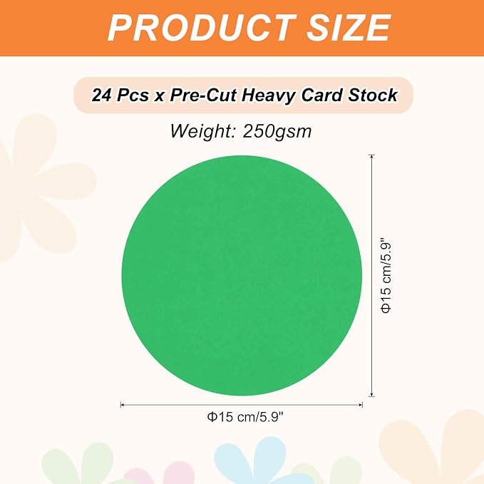 MECCANIXITY 24 Pcs Circle Card Stock, 5.9 Inch Round Cutouts Paper Thick - Image 2