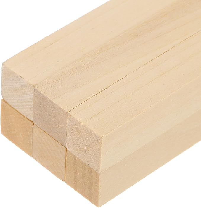 MECCANIXITY 6Pcs Basswood Sticks, 11/16" x 11/16" x 16" Square Wooden Dowel by MECCANIXITY