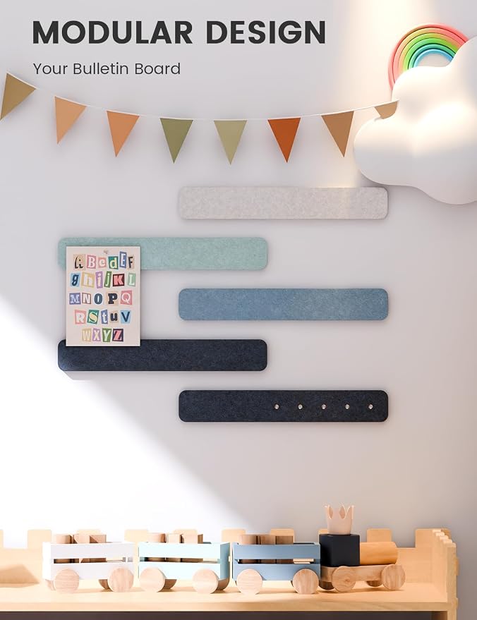 Fluxynara Cork Board Alternative Felt Strip Board 5-Pack 13"x2", Office Pin - Image 5