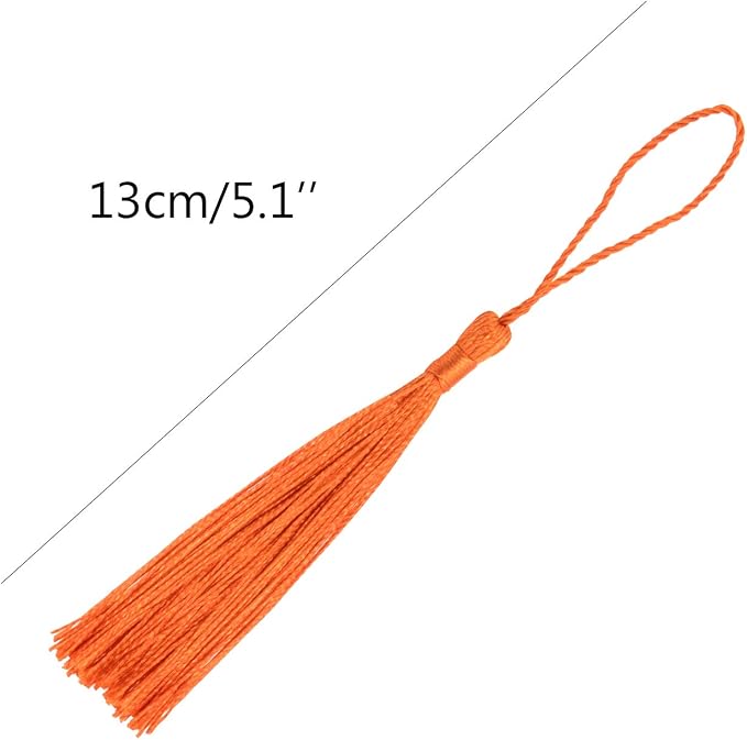 VAPKER 100 Pieces Dark Orange Tassels 13cm/5-Inch Silky Handmade Soft Tassels - Image 2
