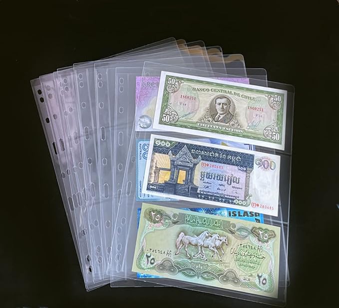 3 Pockets Paper Money Collection Supplies Pages 10 Sheets Money Page Holder | - Image 5