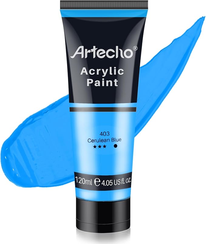 Artecho Blue Acrylic Paint, Cerulean Blue Paint Tubes, Art Craft Paints by Artecho