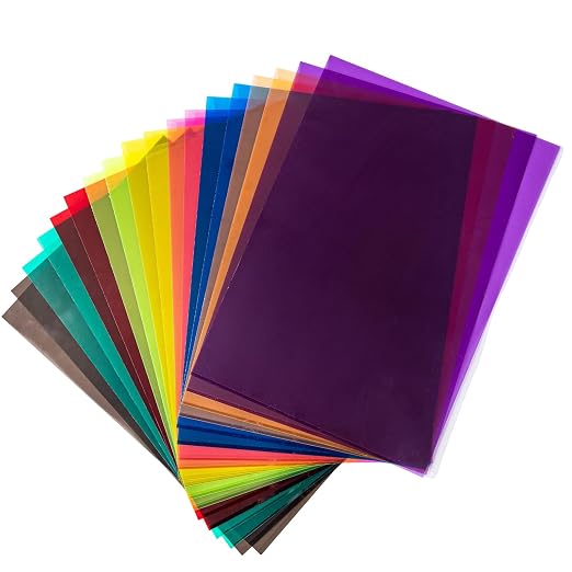 A4 Colored PVC Sheets 18-Pack, 0.3mm Flexible Transparency Film by Unknown