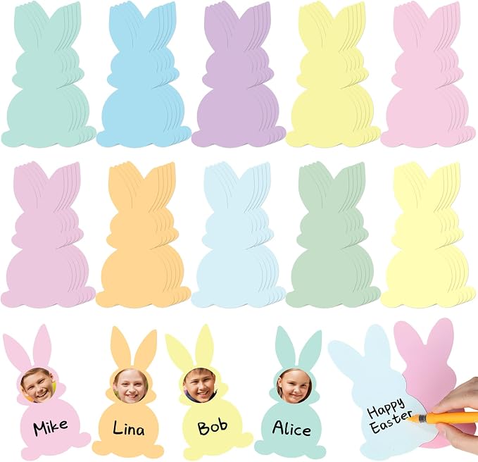 Funrous 80 Pcs Easter Bunny Cutouts Pastel Rabbit Shape Paper Cutouts Easter by Funrous