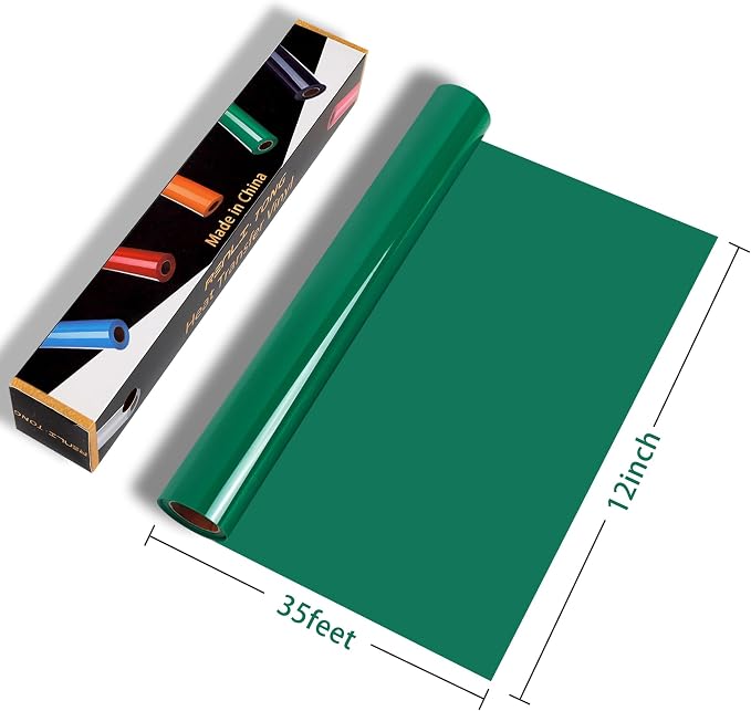 RENLITONG Glossy Green HTV Vinyl 12" x 35ft Roll - Image 2