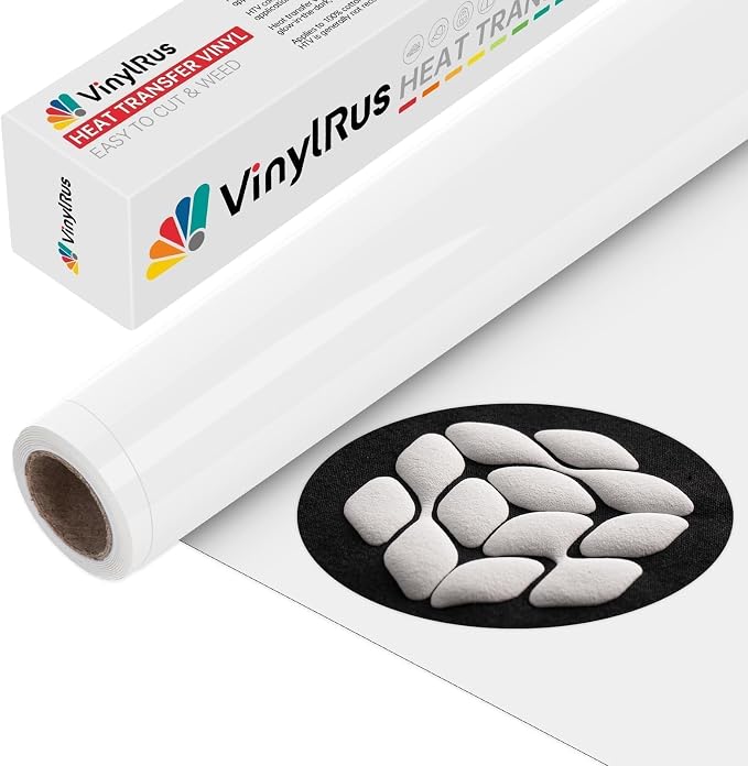 VinylRus Puff Heat Transfer Vinyl-12” x 5ft White Heavy Duty Puff Iron on Vinyl by VinylRus
