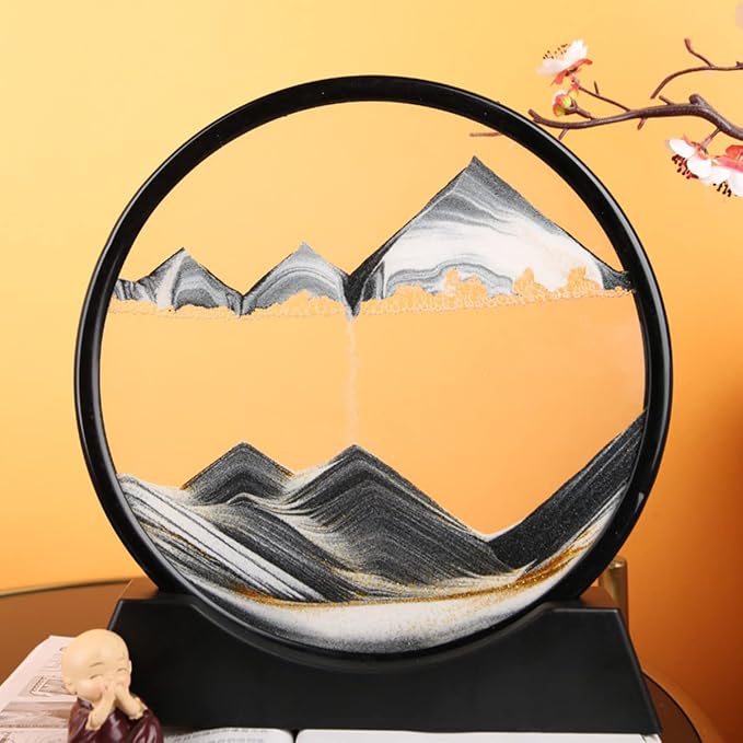 Arthink Moving Sand Art Picture in Motion Round Glass 3D Deep Sea Landscape - Image 4