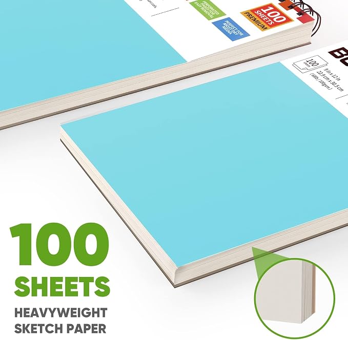 Soucolor Sketch Book 9x12, Thick Drawing Paper Pad School Art Supplies | 100 - Image 5