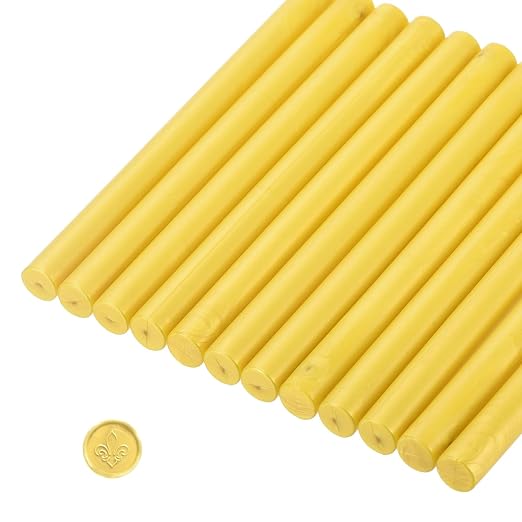 MECCANIXITY 12 Pcs Bright Yellow Cylinder Sealing Wax Stick Glue Gun Wax Seal by MECCANIXITY