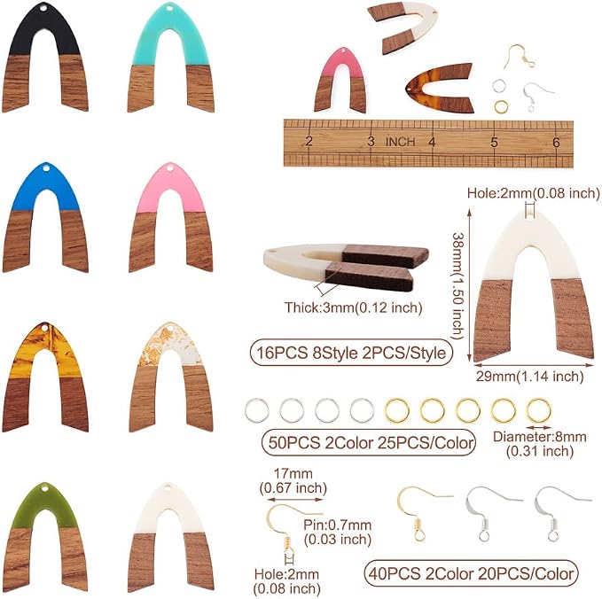 FASHEWELRY Resin Wood Earring Kit - Image 6