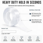 Nano Tape Double Sided Heavy Duty 2''×10Ft Removable Washable No Residue | - Image 2