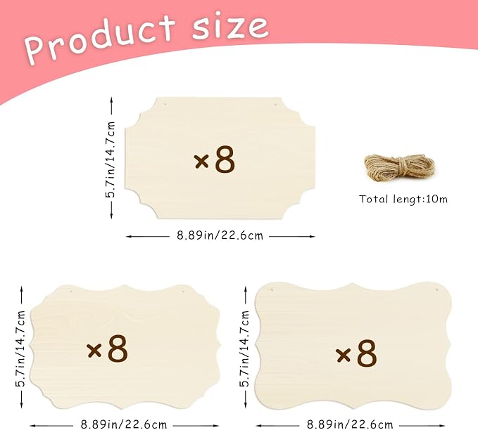 FSWCCK 24 Pieces Unfinished Hanging Wood Sign Blank - Image 3