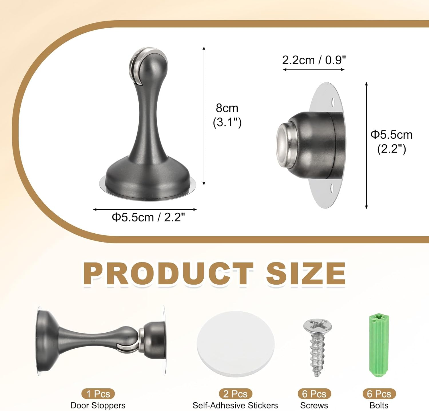 MECCANIXITY Magnetic Door Stoppers Stainless Steel Door Stops, Wall Floor Mounted Doors Holder Keep Doors Open for Home Office Closet (Gray)