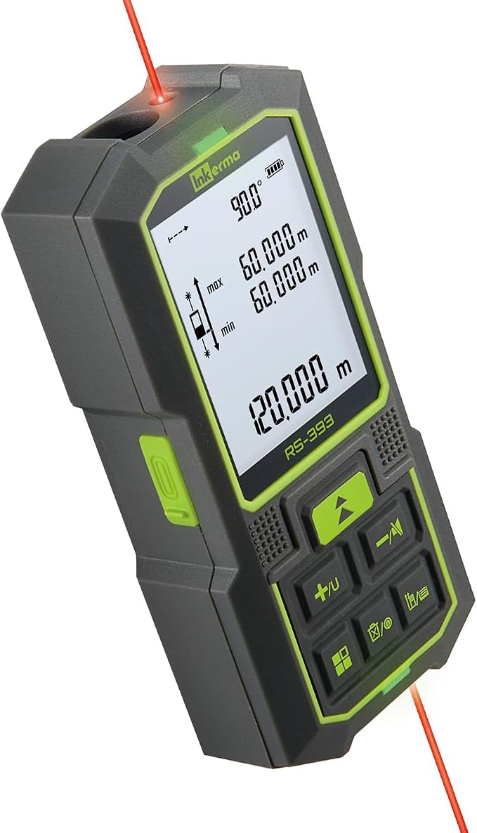 Inkerma Dual Laser Measurement Tool, 393Ft/120M Bilateral Laser Distance Meter by INKERMA