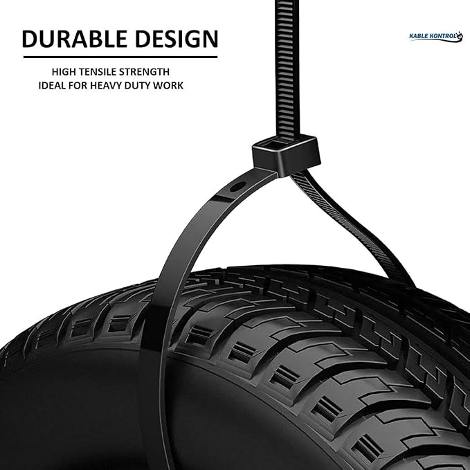 Kable Kontrol Cable Zip Ties 100 Pcs 8 Inch Black, 50 Lbs Tensile Strength - Image 4