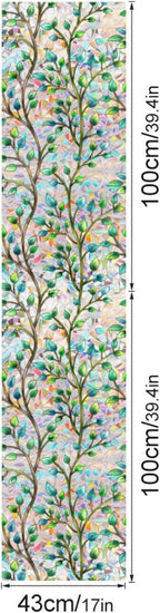 Foliage Pattern Decorative Window Film Privacy, Faux Stained Glass Window Cling - Image 2
