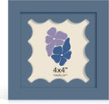 4x4 Picture Frame with Real Glass, Wooden cute 4 x 4 Photo Frame with Wavy Mat by THKRLOF