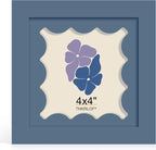 4x4 Picture Frame with Real Glass, Wooden cute 4 x 4 Photo Frame with Wavy Mat by THKRLOF