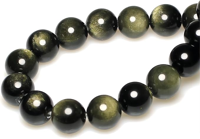 MJDCB 5A Natural Stone Beads Gold Obsidian Round Loose Beads - Image 2