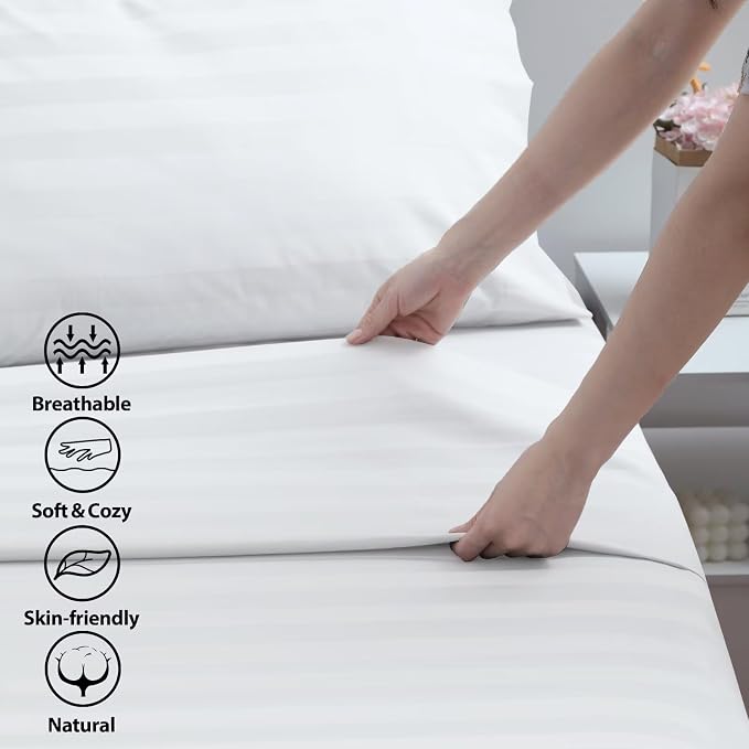 2-Pack Cotton TwinXL Flat Sheet Only, 600 Thread Count 100% Egyptian Cotton Top - Image 3