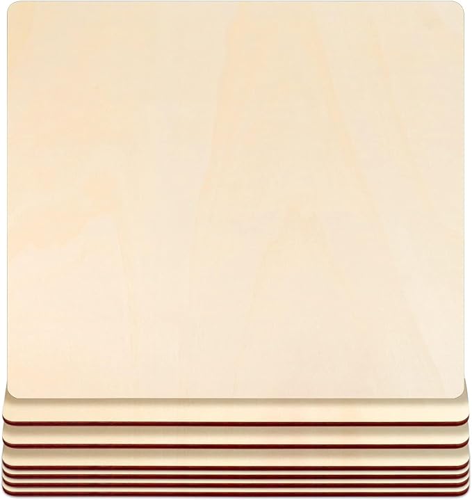 7 Pack 12 x 12 Inch Basswood Sheets Plywood Board, Unfinished Blank Square Wood by WYKOO