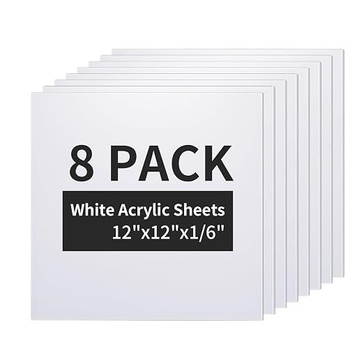 PYD Life 8 Pack Sublimation Acrylic Blanks Sheets Bulk 12" 1/6" Thick 4 mm | by PYDLife