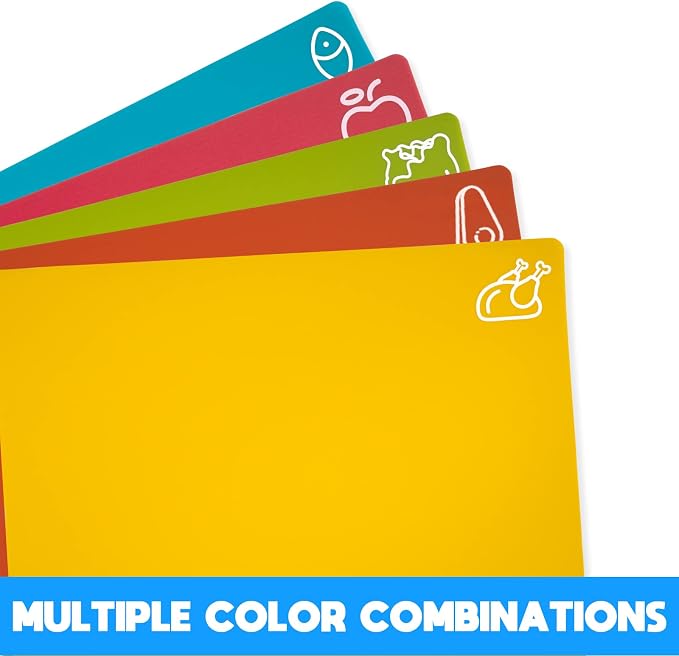 Goodluck 5 Pieces Flexible Cutting Boards, BPA Free Plastic Cutting Boards - Image 3