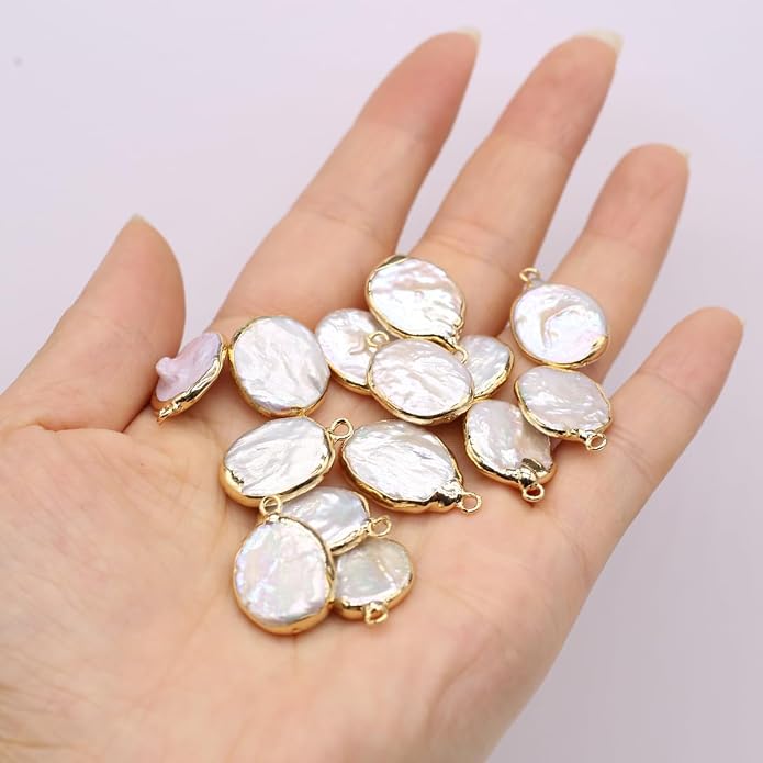 5 Pcs Natural Pearl Pendants Irregular Freshwater Pearl Pendant Charms - Image 2